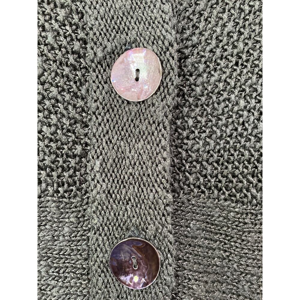 Chicos Open Knit Black Linen Cardigan Sweater Sz M 1 Boho Folk Flirty Cozy Chic - Picture 2 of 8